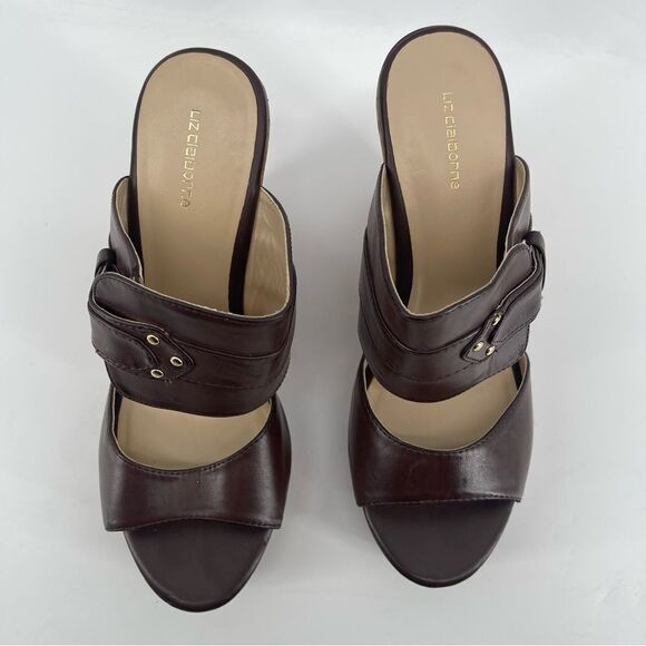 Liz Claiborne Women’s Brown Faux Leather Slip-On Platform Wedge Sandals Size 9 - Picture 3 of 16